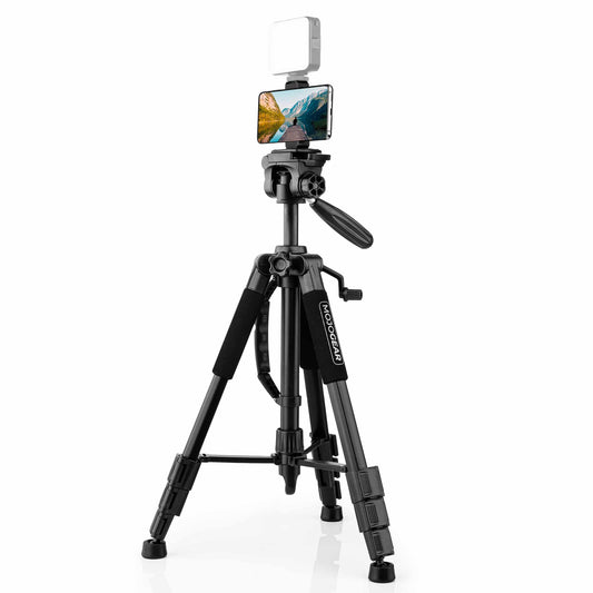 MOJOGEAR 140cm Camera en Telefoon Statief met Premium Telefoonhouder - Grote statieven