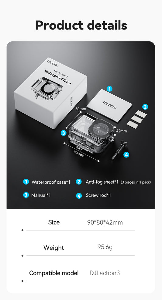 Telesin waterdichte case voor DJI Osmo Action 3/4/5 - Camera cages