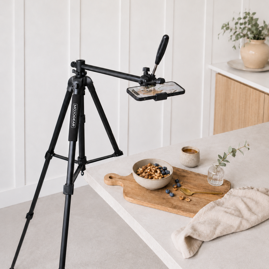 Trépied MOJOGEAR 179 cm 3-en-1 : trépied, monopode et bras horizontal