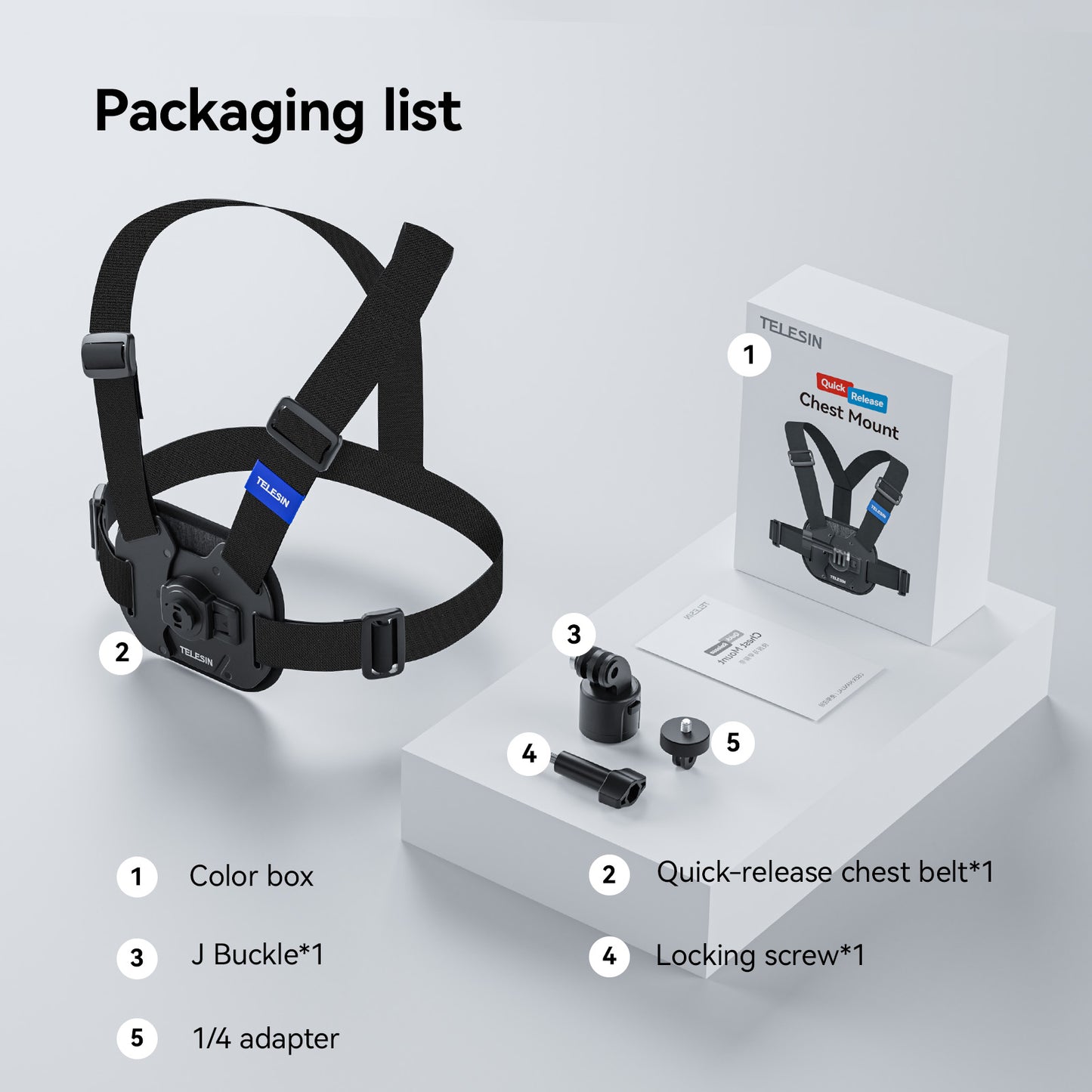 Telesin Quick Release Chest Mount voor GoPro, Osmo Action & Insta360 - GoPro Mounts