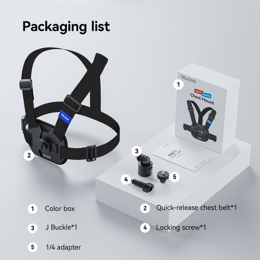 Telesin Quick Release Chest Mount voor GoPro, Osmo Action & Insta360 - GoPro Mounts