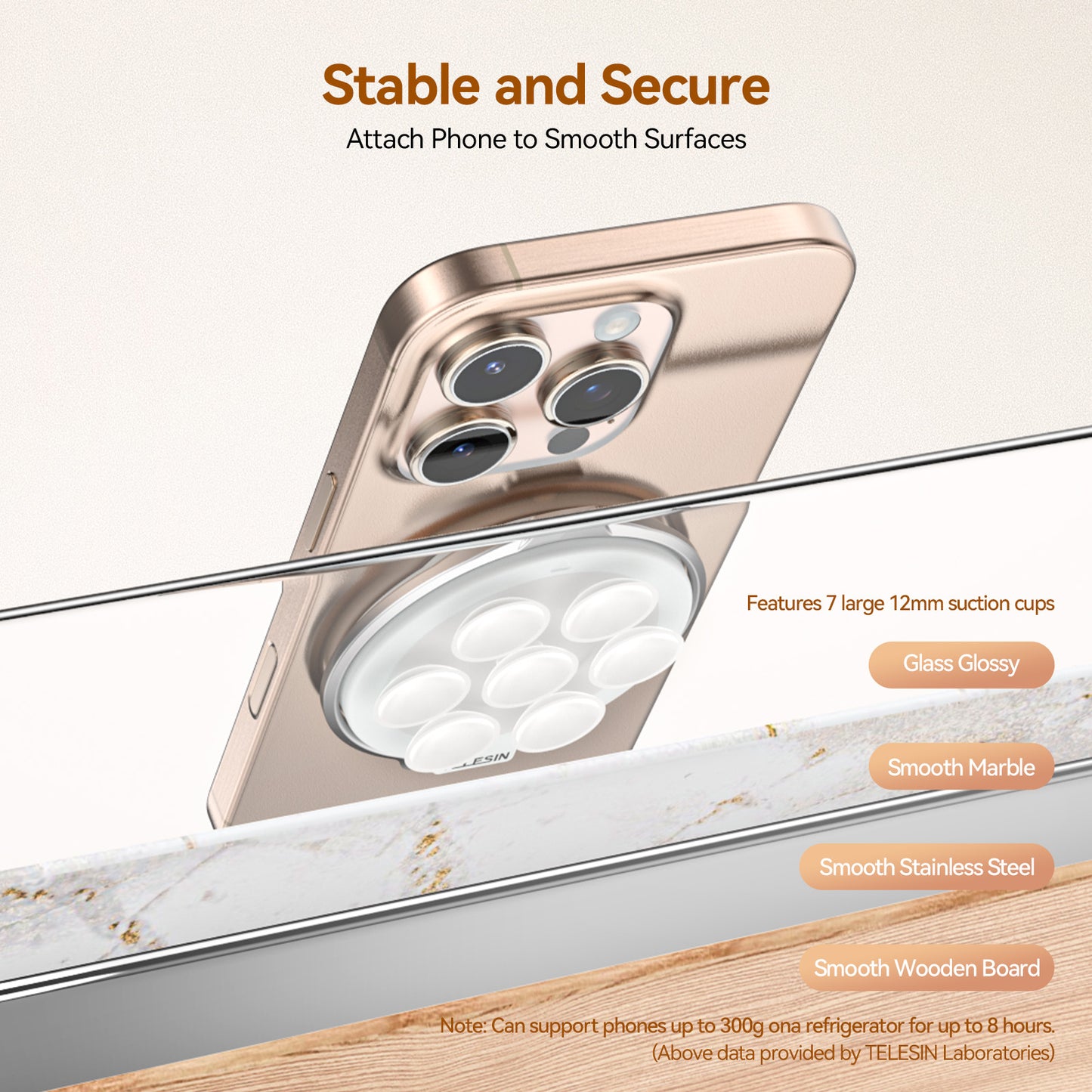 Telesin P3-SUS-01 Magnetische telefoonhouder met zuignapjes - Telefoonhouders