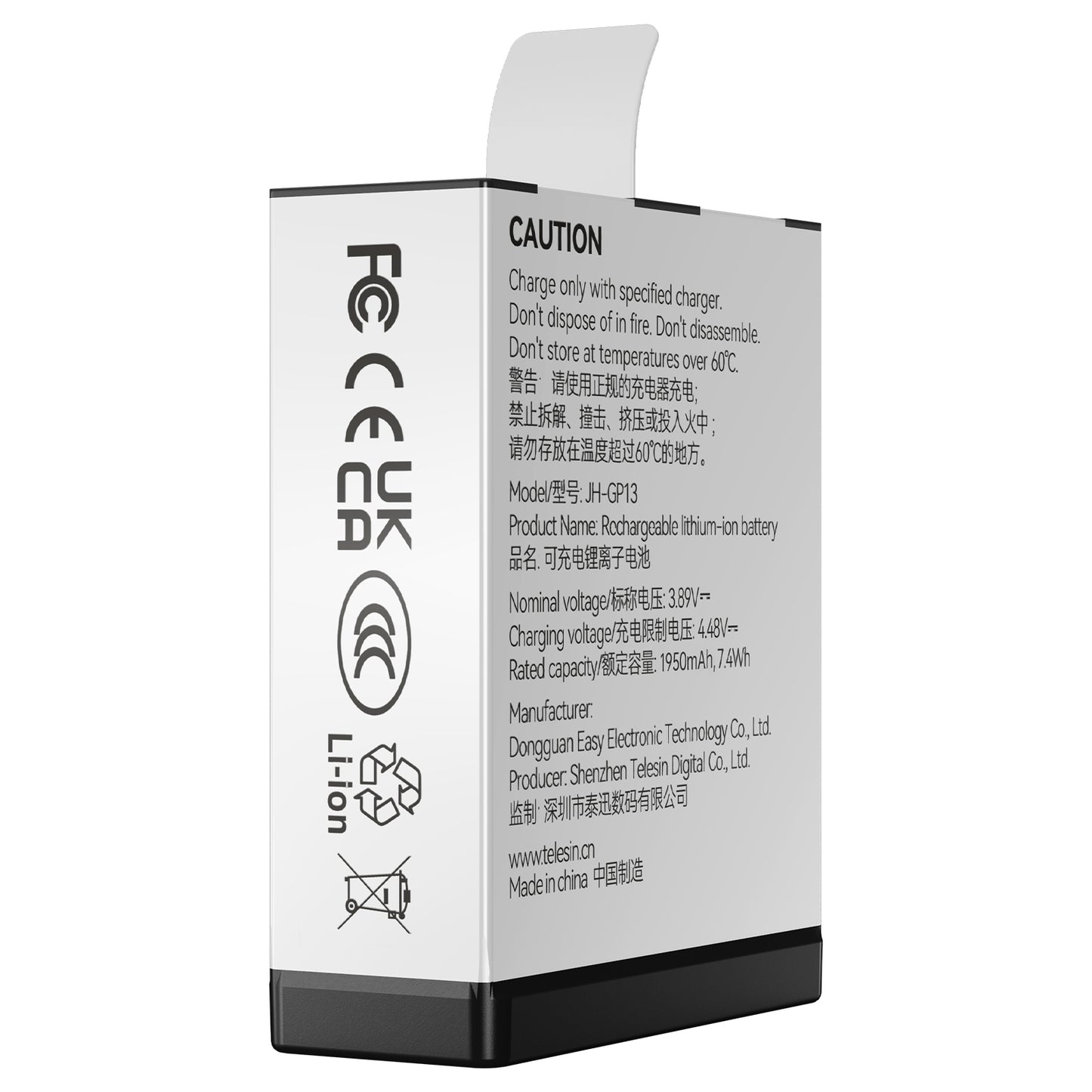 Étui de chargement triple Telesin Pocket avec 2 batteries - pour GoPro 13