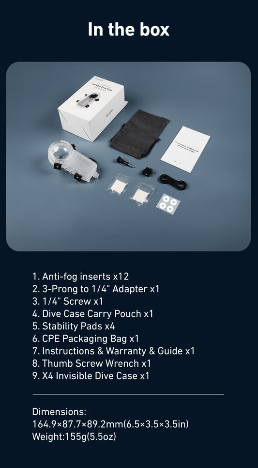 Telesin Duik Case voor Insta360 X4 Transparant -