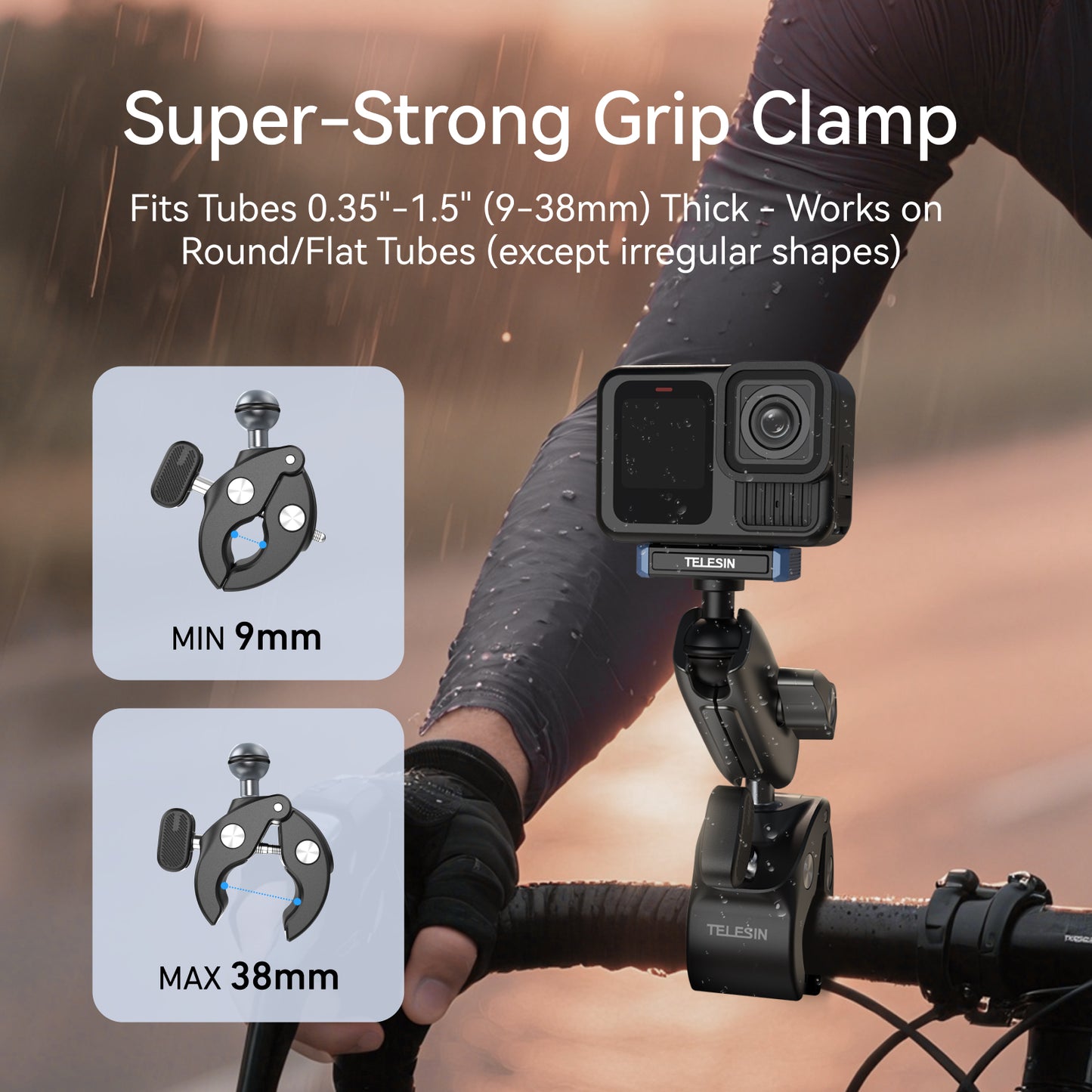 Telesin S3-HBM-13-TGP Tube Clamp pour GoPro 13 - Gris