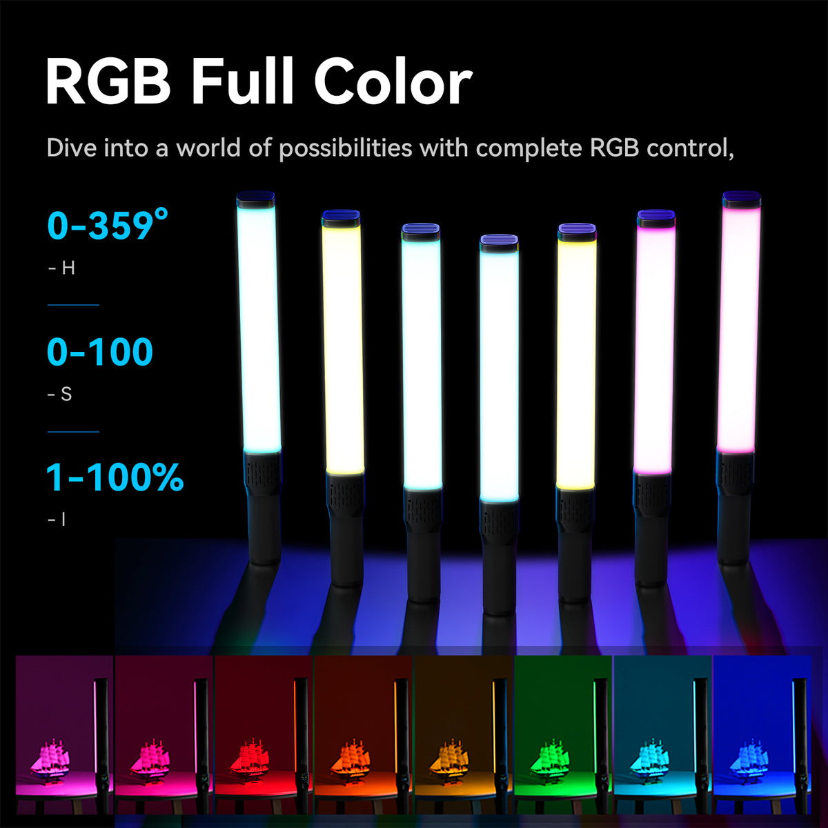 Tube lumineux RGB Ulanzi VL360 Pro avec poignée