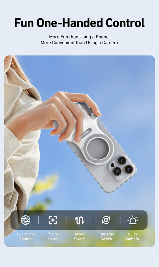 Telesin Fun Shot smartphone grip 2 magnetisch - Wit - Handgrips