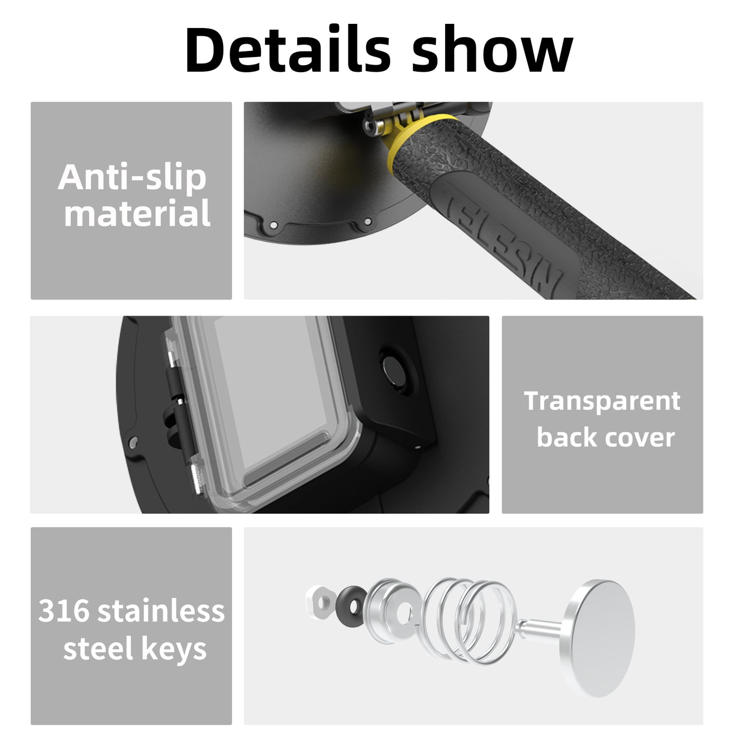 Telesin Waterdichte Dome behuizing voor GoPro Hero 9,10,11 en 12 - GoPro Onderwater-accessoires