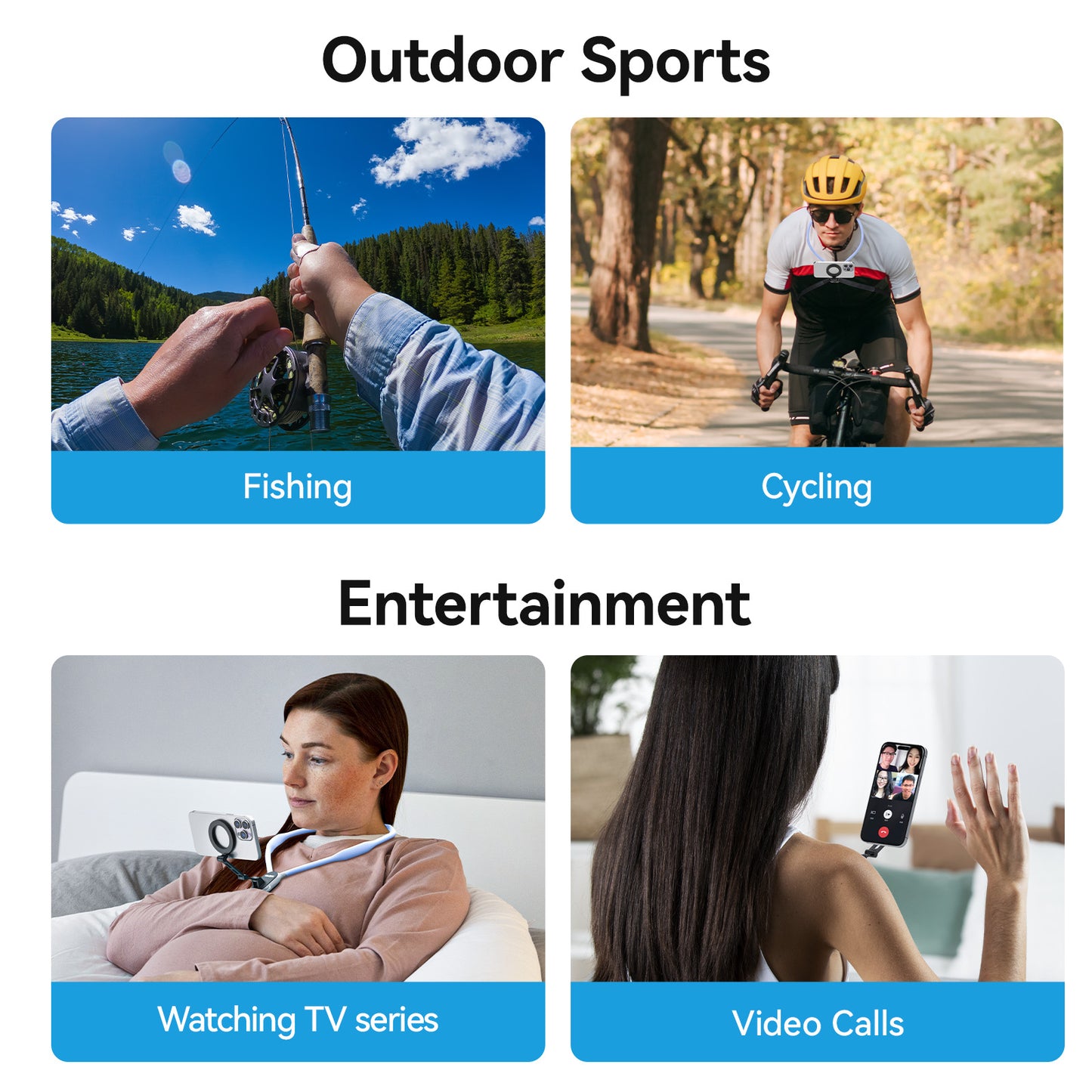 Telesin MagSafe Smartphone neck mount extra groot - Sky Blue - Telefoonhouders