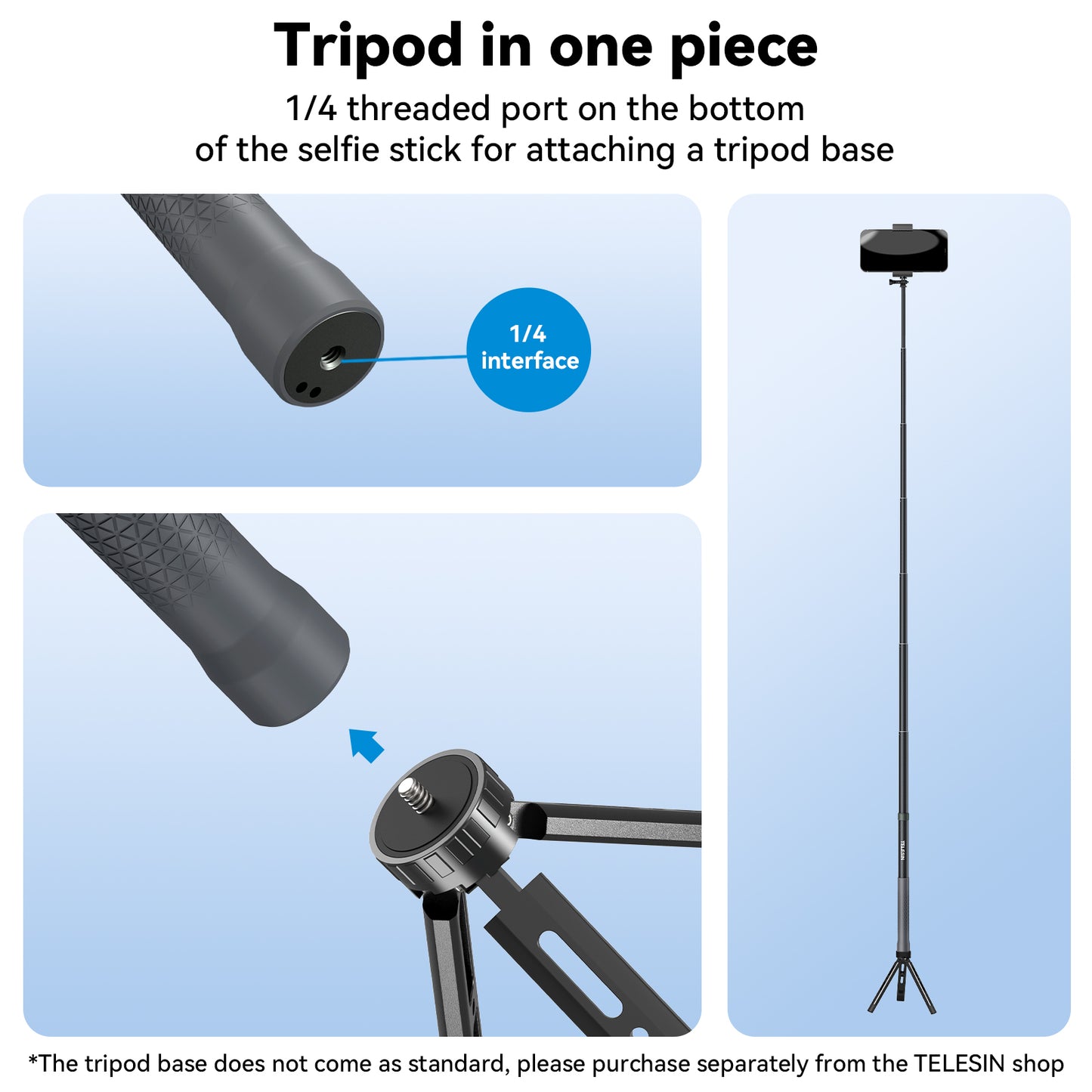 Telesin 3 meter Premium Selfie Stick voor GoPro - Carbon - GoPro Selfie sticks
