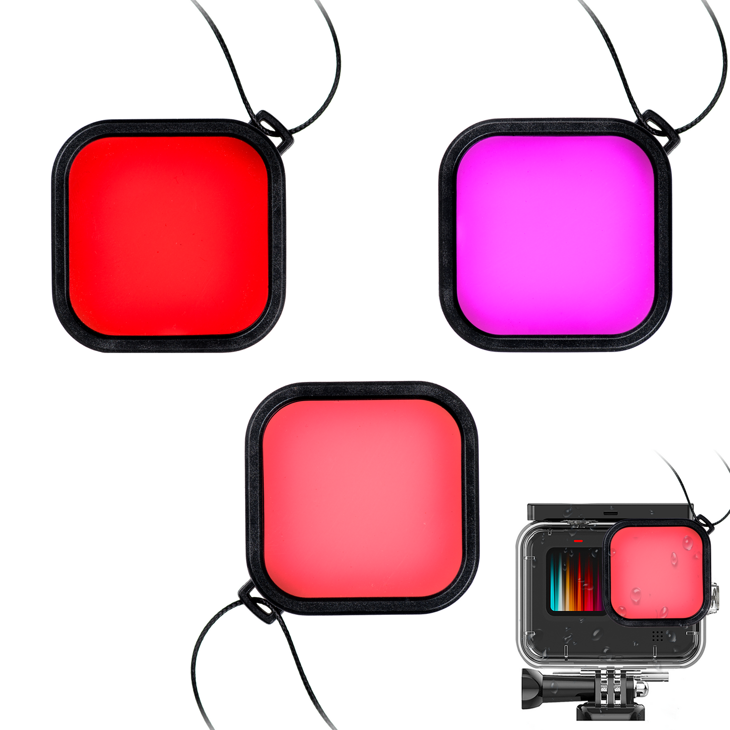 MOJOGEAR Duikfilters voor MOJOGEAR GoPro Hero 9,10,11,12 waterdichte behuizing - GoPro Onderwater-accessoires