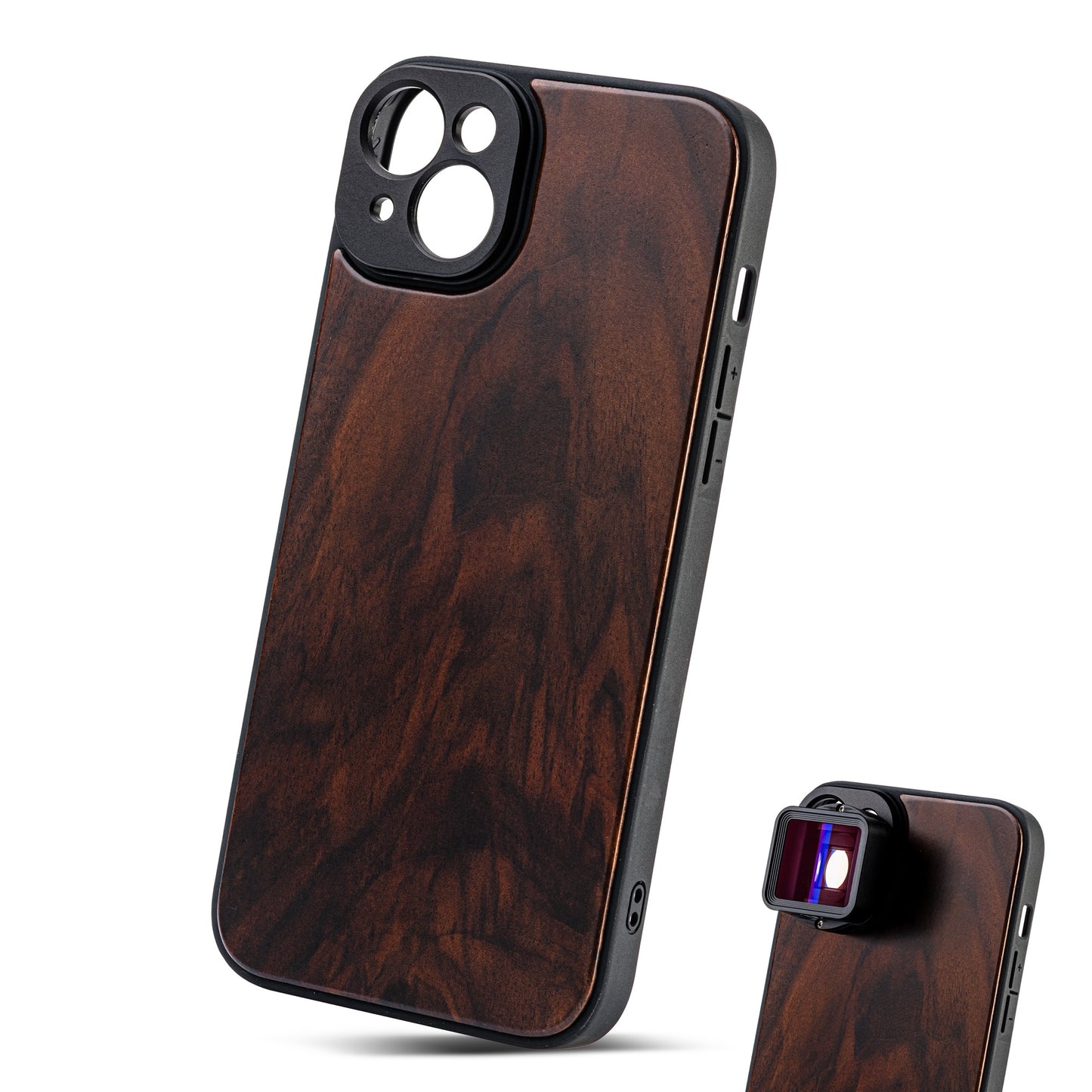 MOJOGEAR 17mm lens case voor iPhone 13 en 14 - Echt Hout - Beschermhoezen