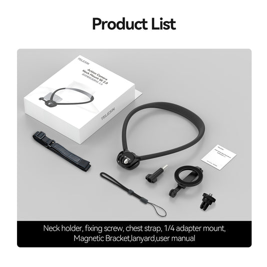 Telesin Neck Mount 360º Combo - GoPro & Smartphone - Zwart - GoPro Mounts