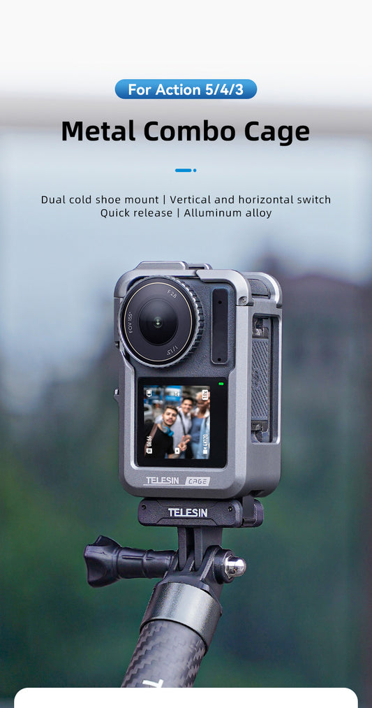 Telesin Metalen cage voor DJI Osmo Action 3/4 - GoPro Cases & behuizingen