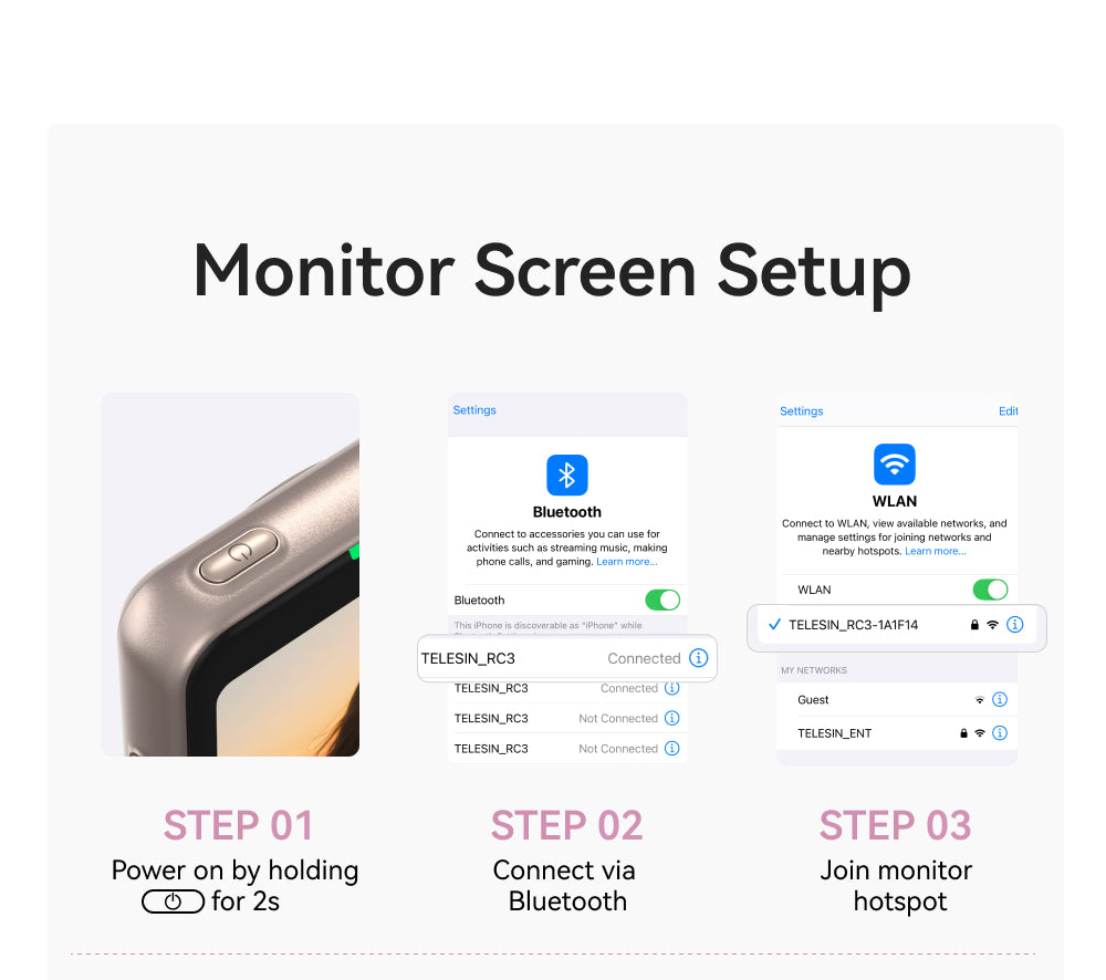 Moniteur magnétique Telesin pour selfies et vlogs 4 pouces - Champagne