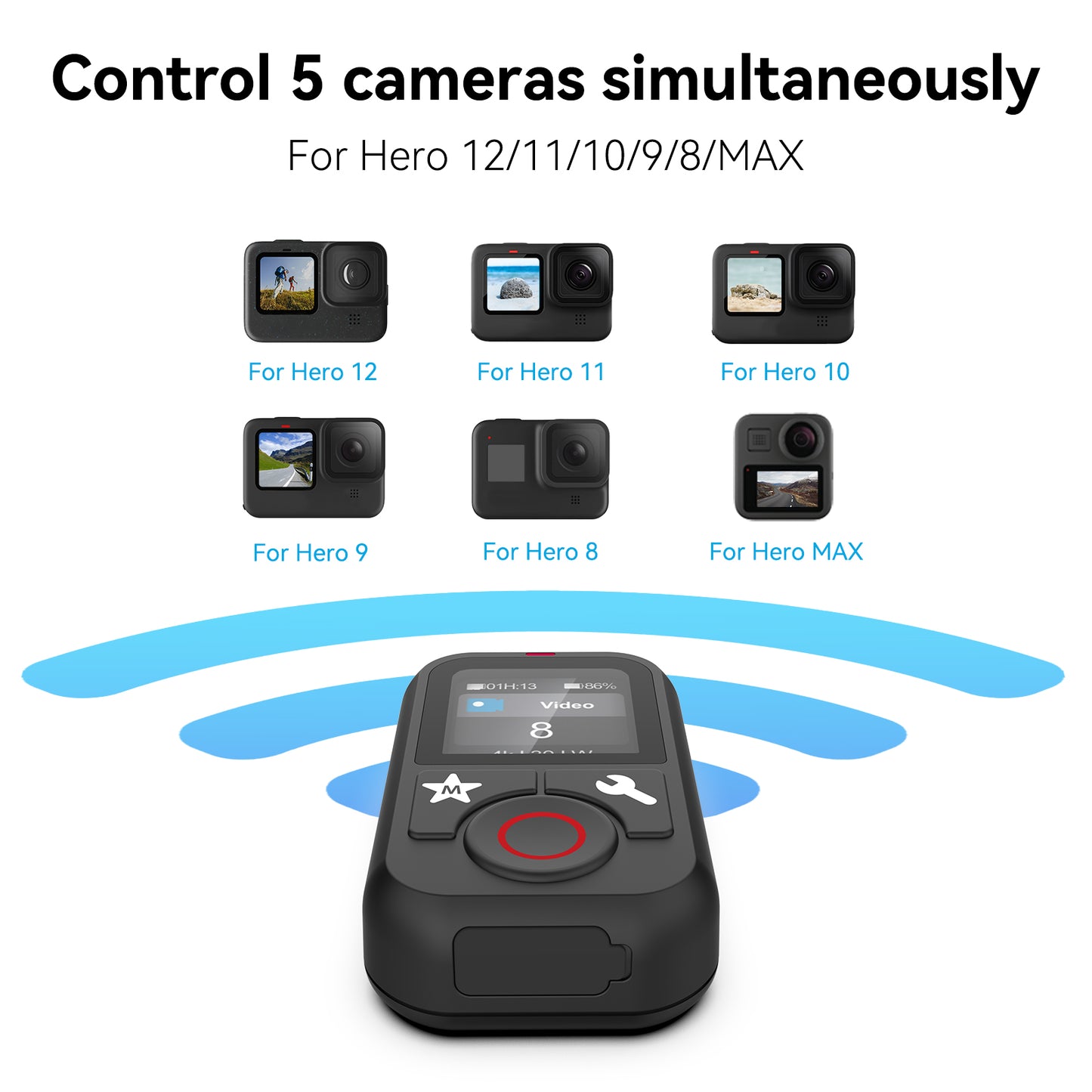 Telesin V2 Bluetooth remote voor GoPro 13/12/11/10/9/8/Max - Waterbestendig - Bluetooth remotes