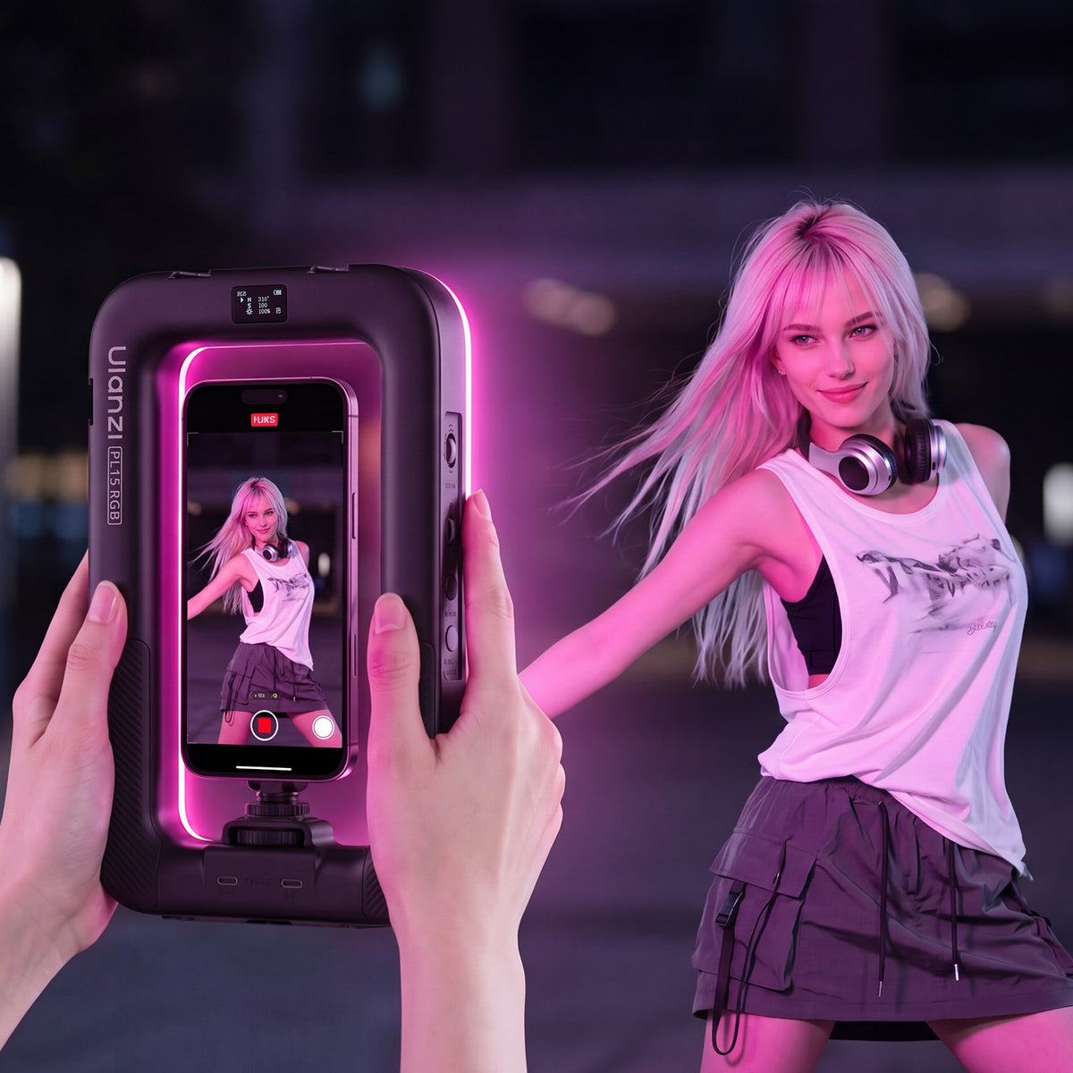 Plate-forme vidéo de lampe annulaire Ulanzi PL15RGB pour smartphone - MagSafe