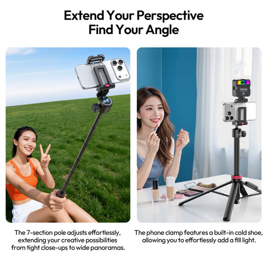Ulanzi MT-44 B 2-in-1 Selfiestick Statief 150cm + remote - Selfiesticks