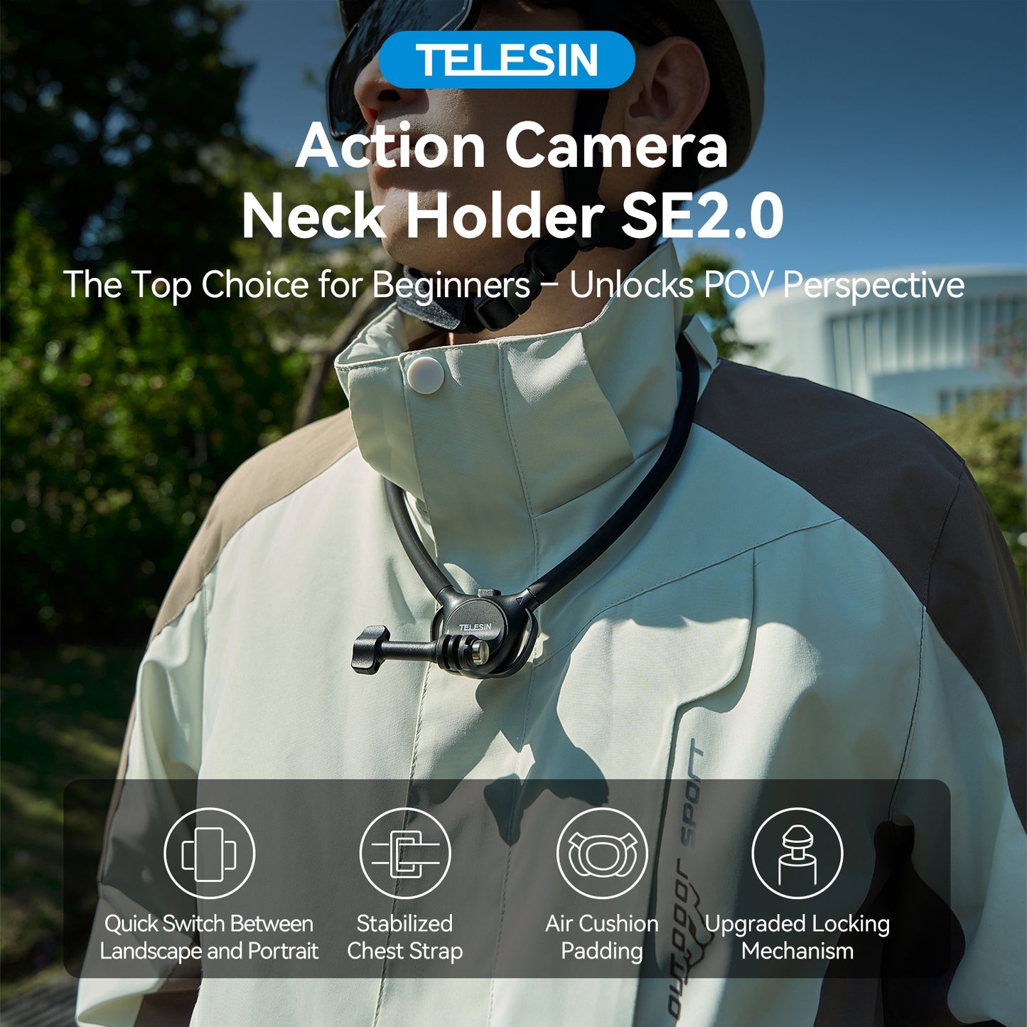 Telesin Neck Mount 360º Combo - GoPro & Smartphone - Zwart - GoPro Mounts