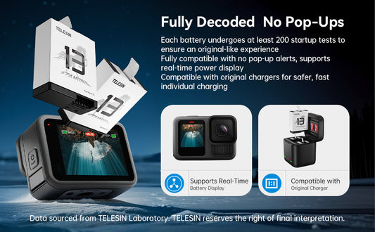 Telesin oplaadbare batterij voor GoPro 13 - 1950 mAh - GoPro Accu's en opladers