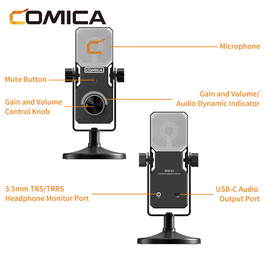 Comica STA-U1 USB-microfoon voor streaming, studio, podcast - Studiomicrofoons