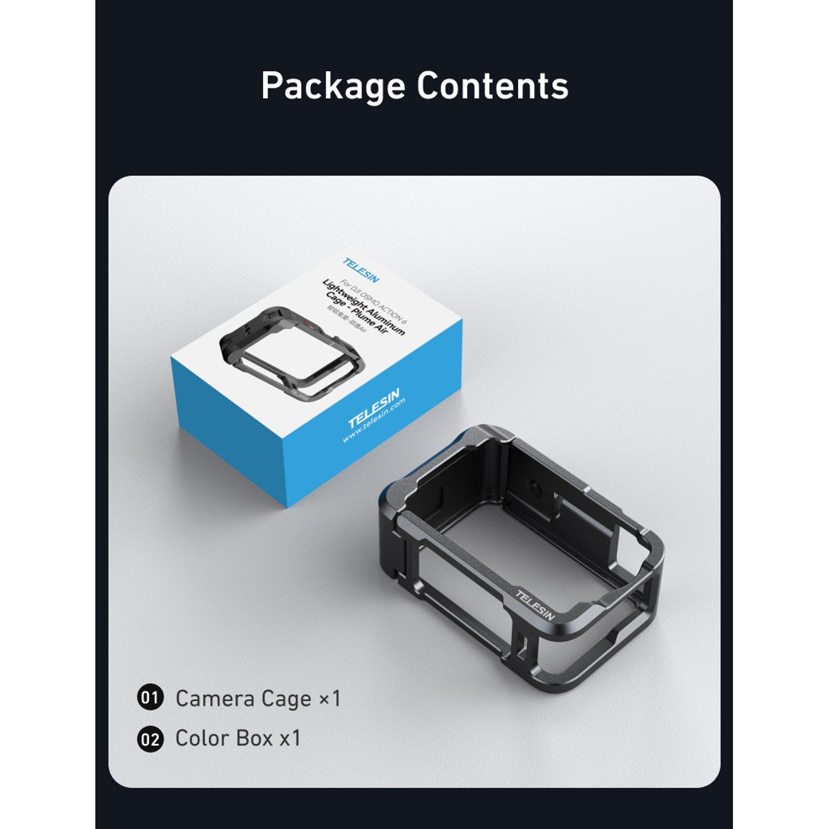 Telesin Cage en métal pour DJI Osmo Action 6 - Grise