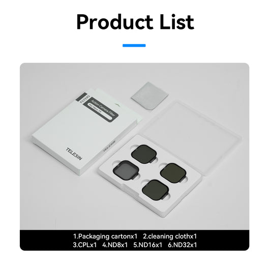 Telesin Lens Filter Kit voor GoPro Hero 13 - CPL+ND8/16/32 - GoPro filters