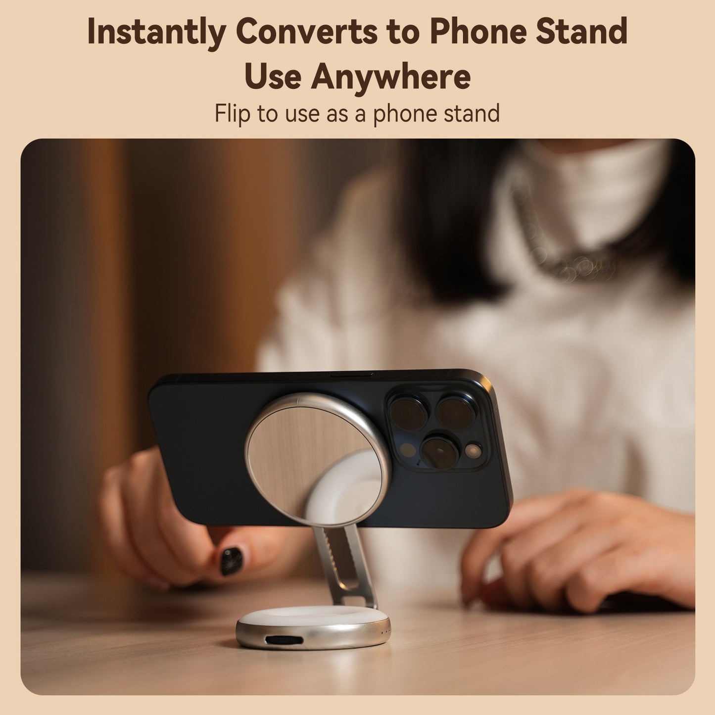 Lampe selfie Telesin C03 MagSafe avec miroir – Argent