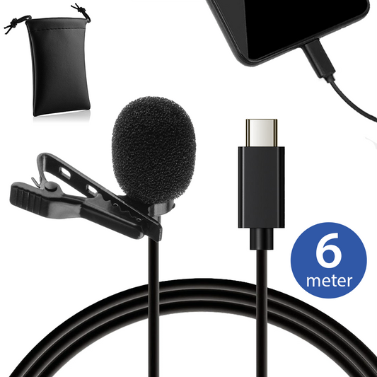 MOJOGEAR Speldmicrofoon met USB-C-aansluiting - 6 meter - Microfoons