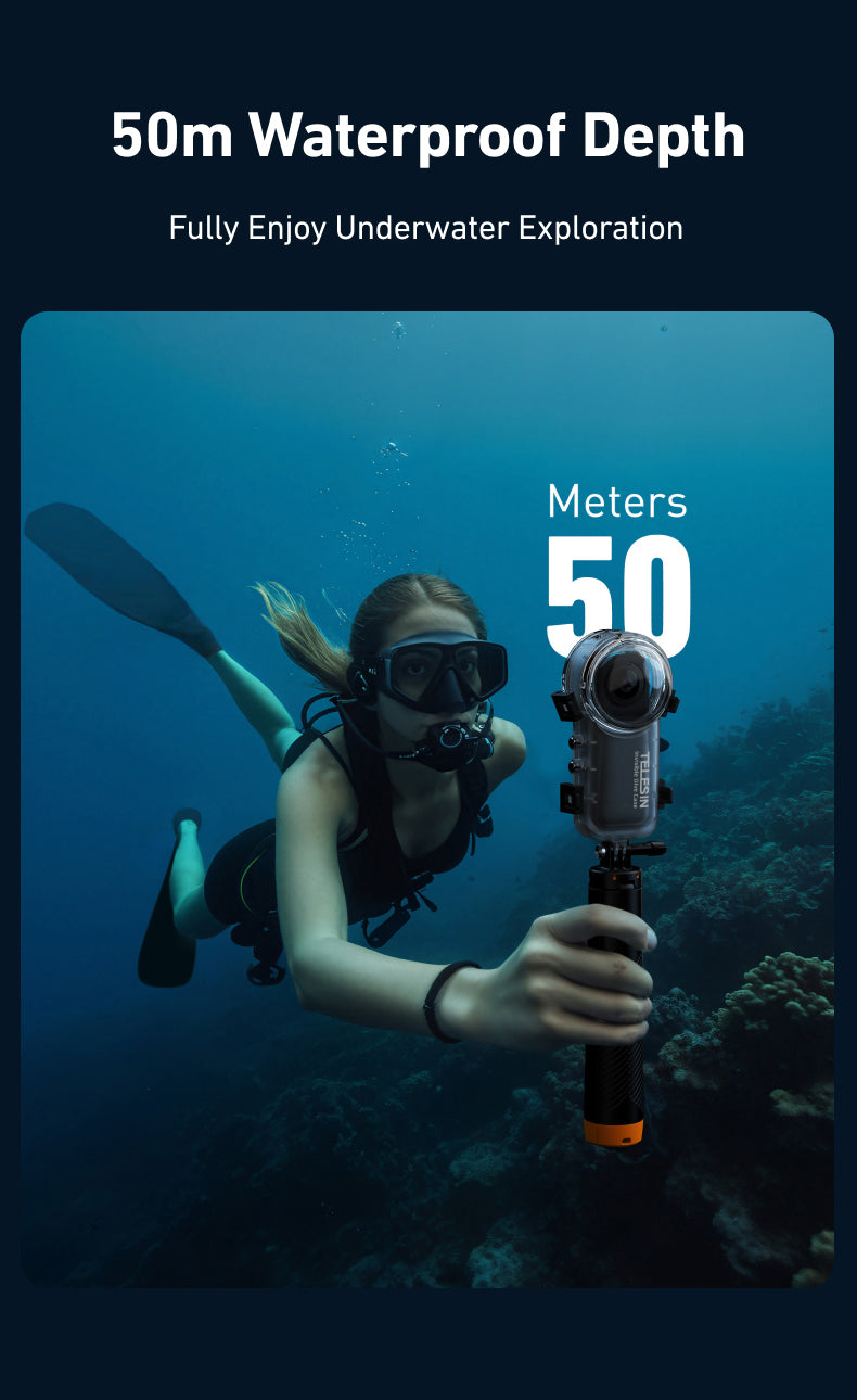 Telesin Duik Case voor Insta360 X4 Transparant -