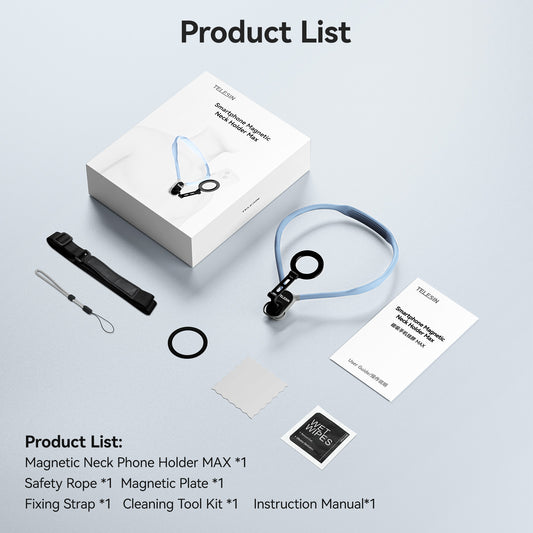 Telesin MagSafe Smartphone neck mount extra groot - Sky Blue - Telefoonhouders