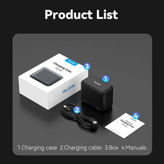 Telesin Oplaadbox voor Insta360 X5 Accu's (2 slots) - GoPro Accu's en opladers