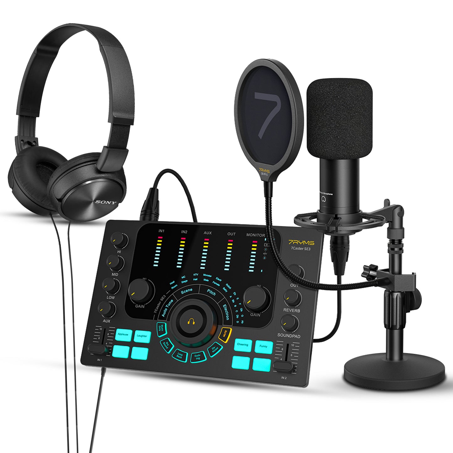 7RYMS Podcast Kit Solo - Caster, microfoon, koptelefoon - Microfoonaccessoires