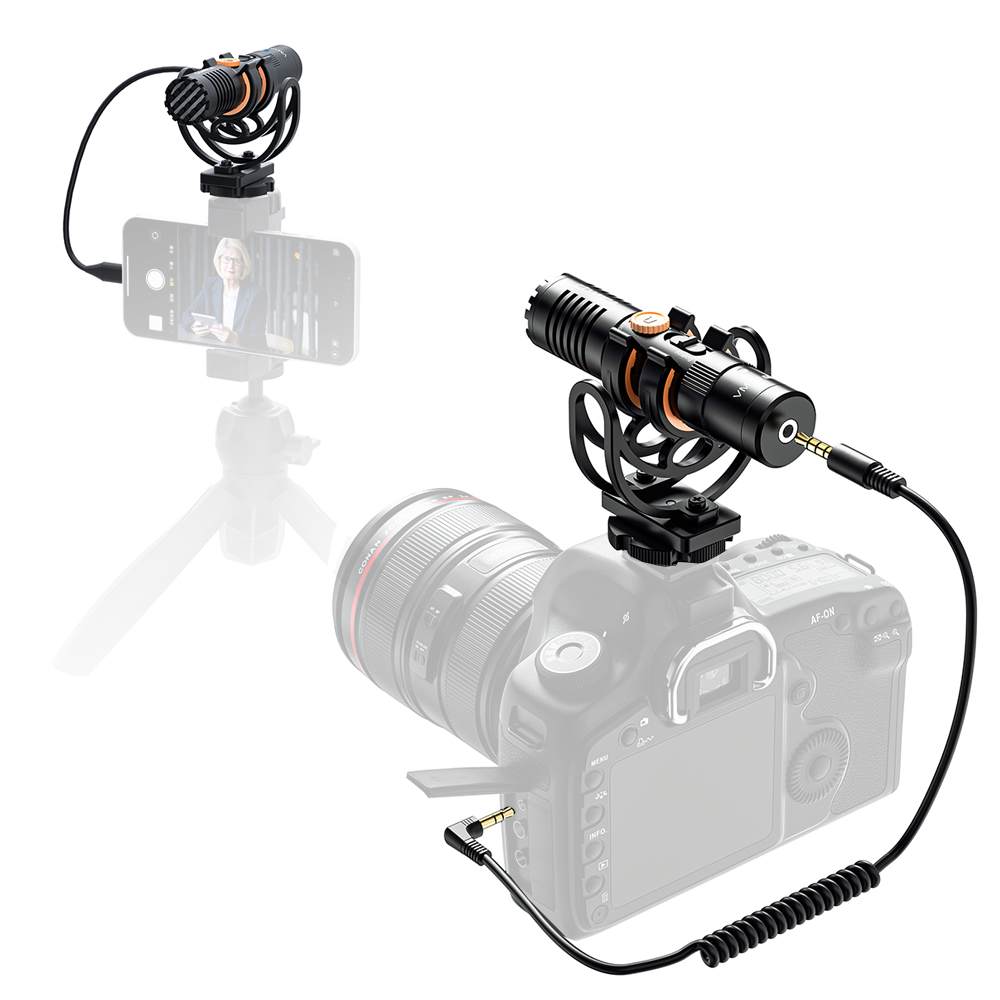 Comica VM10 Pro compacte microfoon voor telefoon en camera - met 3.5mm en USB-C - Richtmicrofoons
