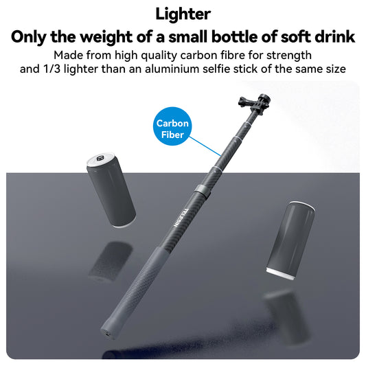 Telesin 3 meter Premium Selfie Stick voor GoPro - Carbon - GoPro Selfie sticks