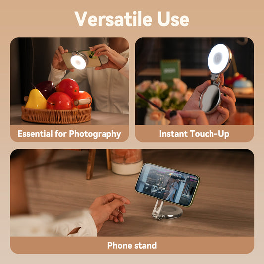 Telesin C03 MagSafe Selfie Light met spiegel – Zilver - Videoverlichting