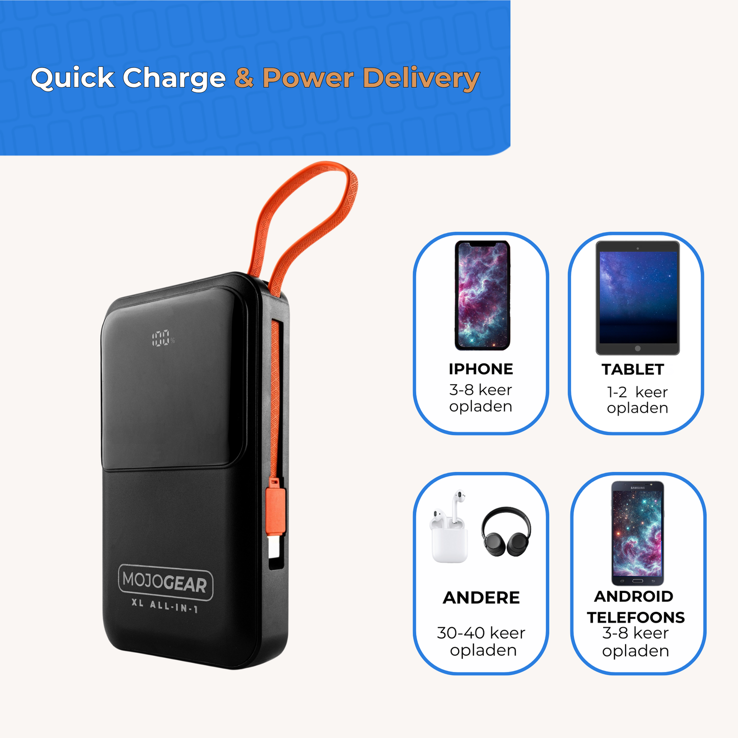 MOJOGEAR XL All-in-1 Powerbank 20.000 mAh - Powerbanks