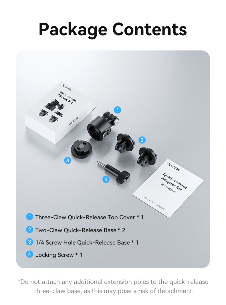 Telesin Magnetische Quick Release Adapter Set voor actioncam - GoPro Mounts