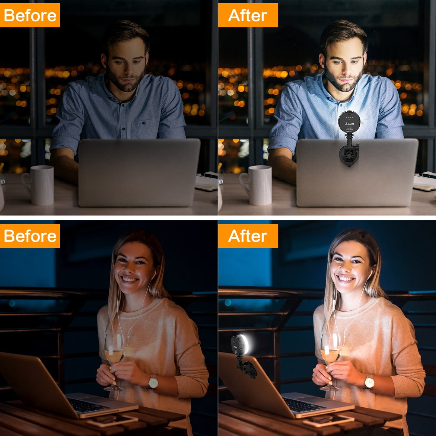 VIJIM VL69 LED-lamp voor videobellen – met zuignap voor laptop / computer / monitor - Laptoplampen