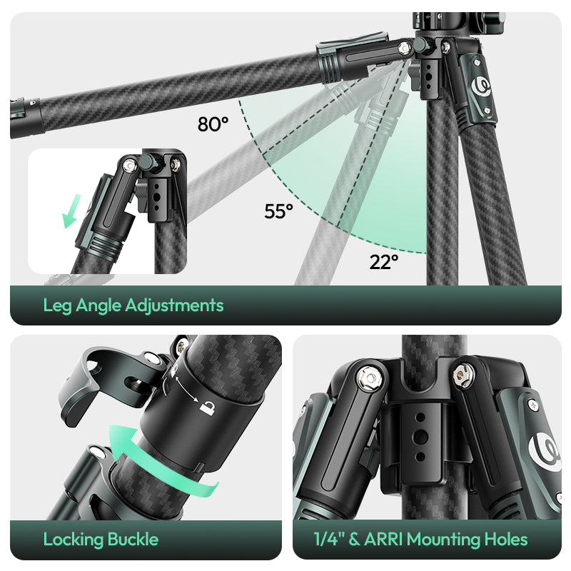 Ulanzi GlideGo JJ05 Photo Tripod Carbon met kantelbare arm - Grote statieven