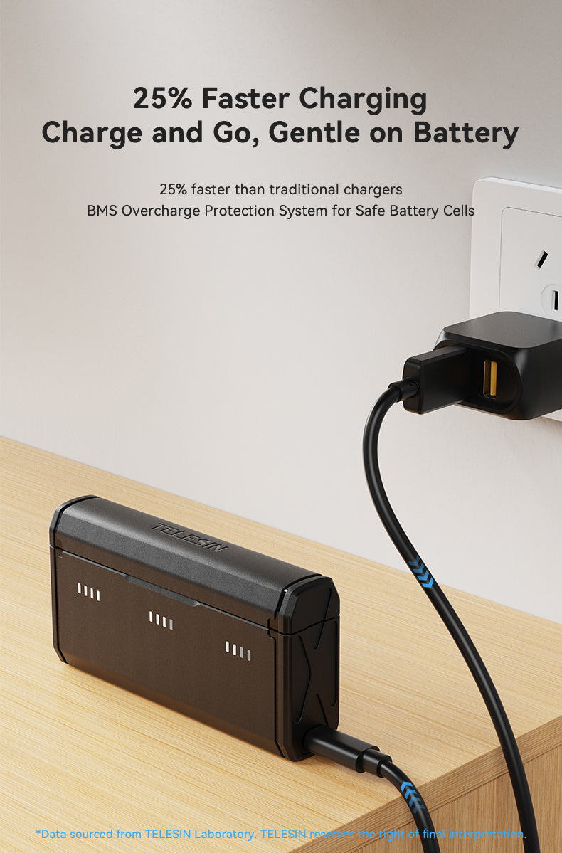 Étui de chargement triple Telesin Pocket avec 2 batteries - pour GoPro 13
