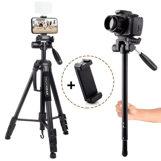 MOJOGEAR 177cm 2-in-1 camera en telefoon statief: driepoot & monopod - Grote statieven