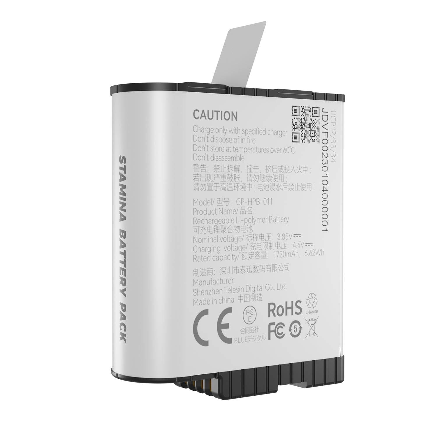 Telesin Stamina Wintersport Batterij voor GoPro 9 / 10 / 11 / 12 - 1750 mAh - GoPro-accessoires