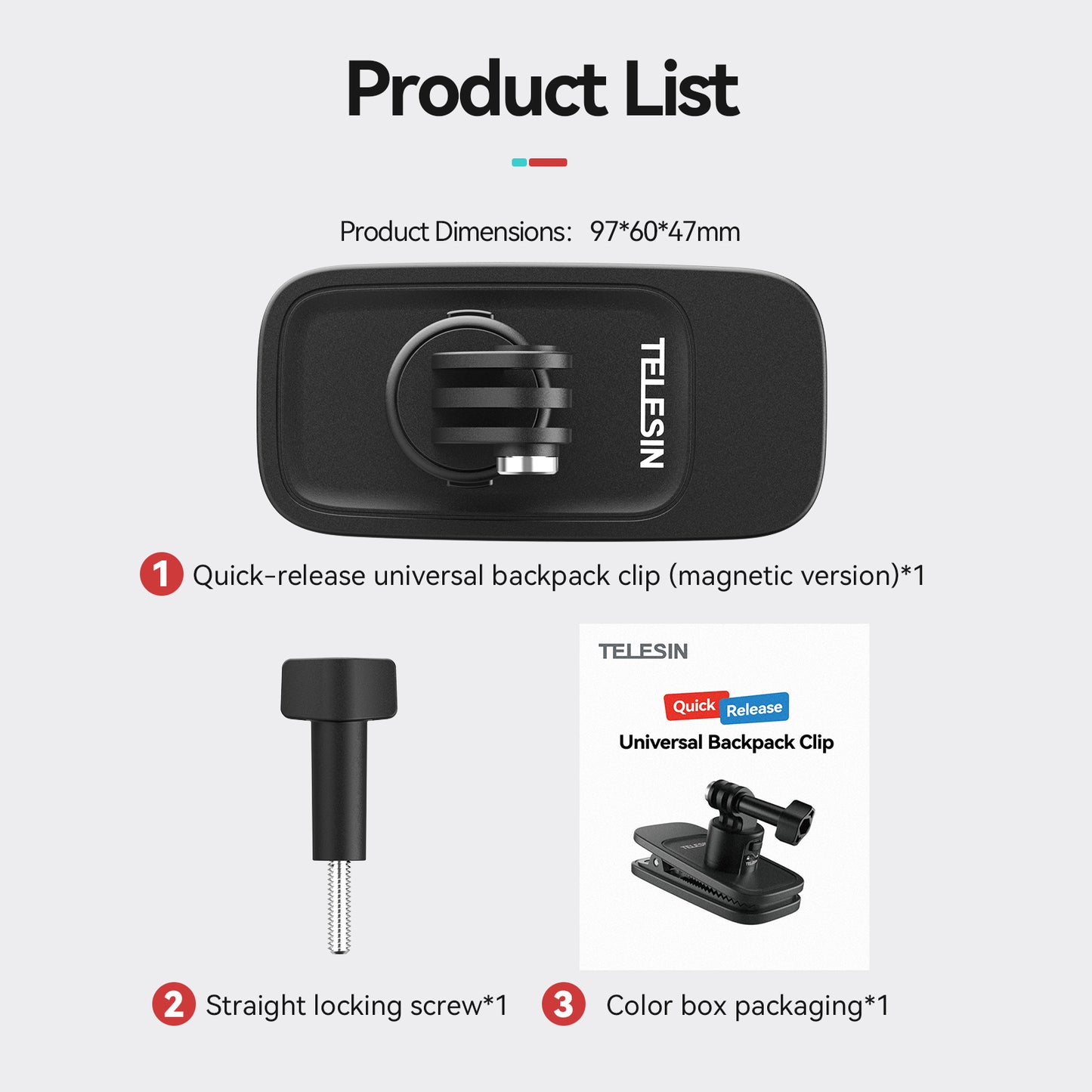 Telesin Quick-Release backpack clip voor GoPro & action cams - GoPro Mounts