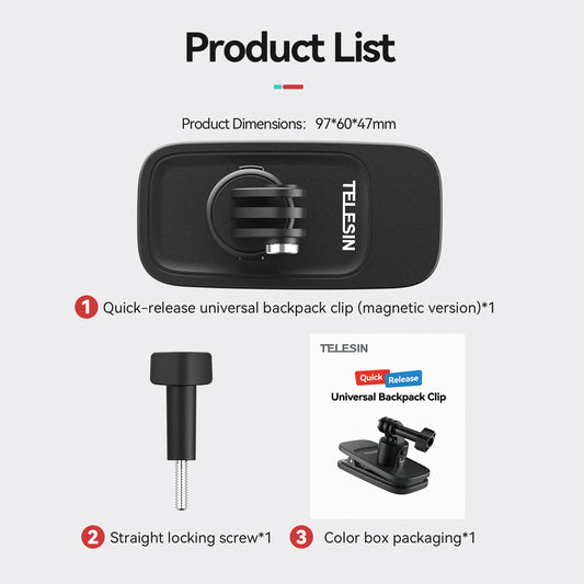Telesin Quick-Release backpack clip voor GoPro & action cams - GoPro Mounts