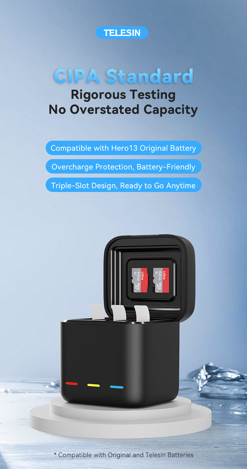 Telesin batterij oplaadbox voor GoPro Hero 13 - GoPro Accu's en opladers