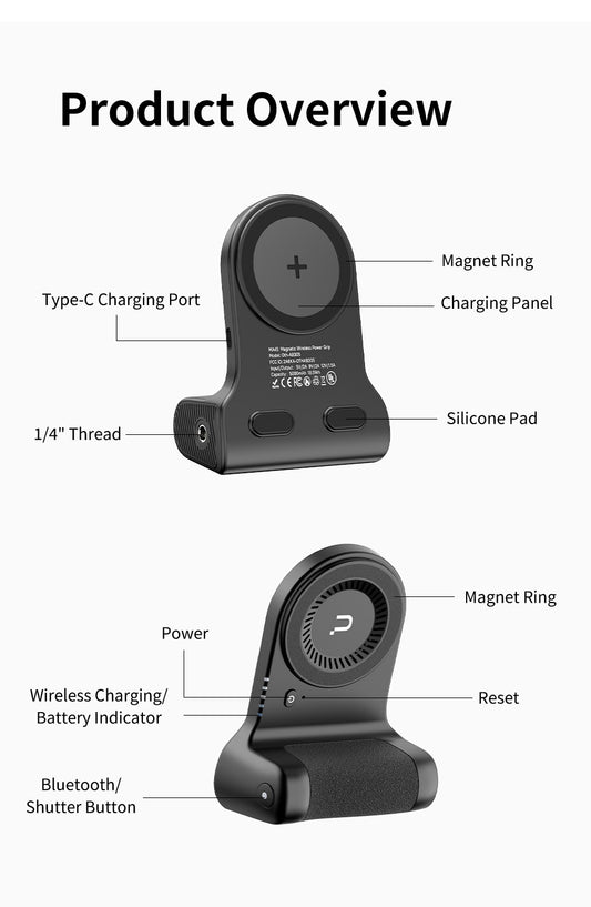 Ulanzi MA45 MagSafe telefoon Grip met ingebouwde 5000mAh powerbank - Telefoonhouders