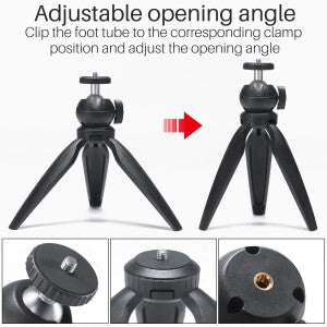 Kit mini trépied MOJOGEAR pour vlogs : trépied de table et support magnétique pour téléphone