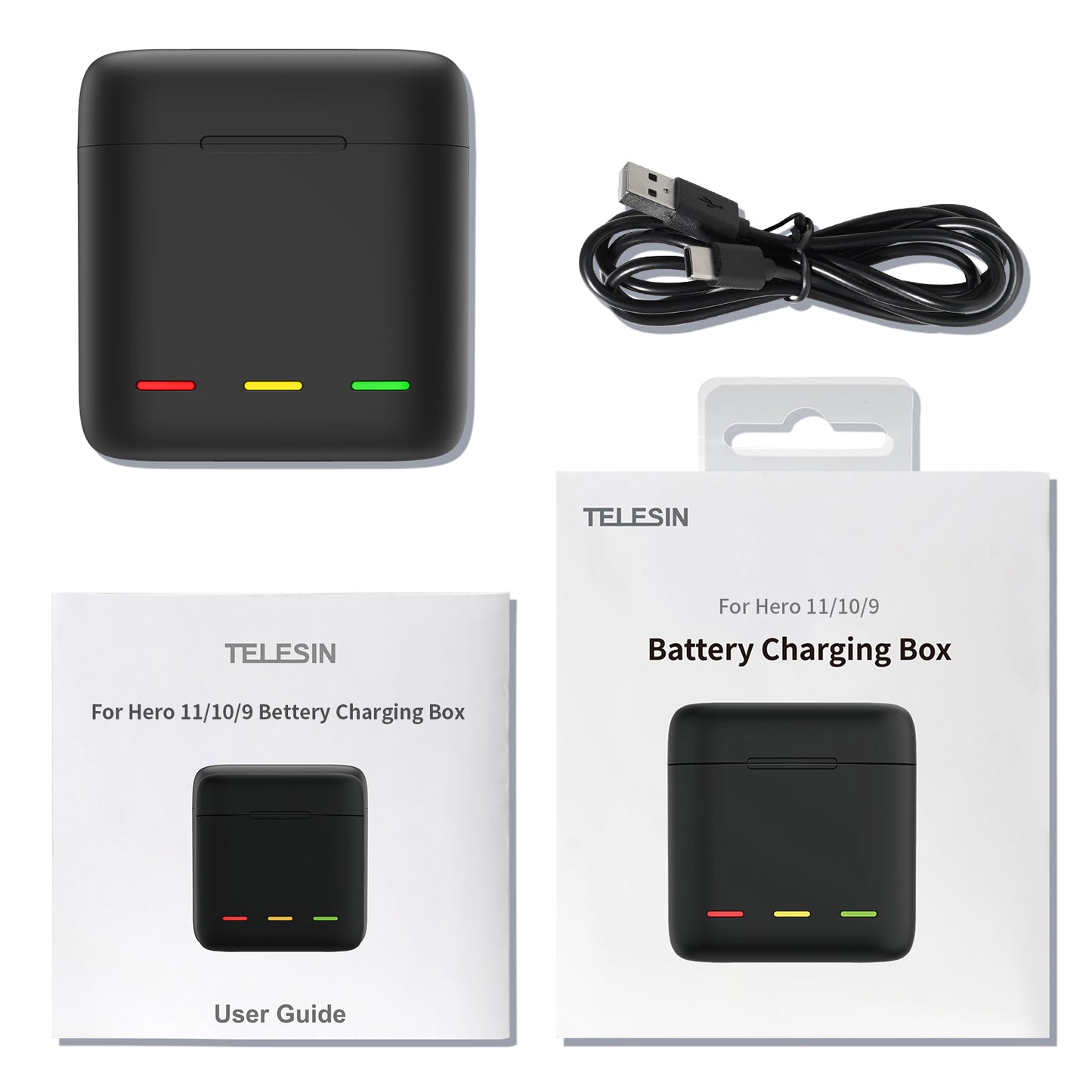 Telesin Oplaadbox - voor GoPro 9 / 10 / 11 / 12 - GoPro Accu's en opladers