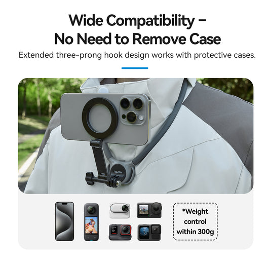 Telesin Neck Mount 360º Combo - GoPro & Smartphone - Zwart - GoPro Mounts